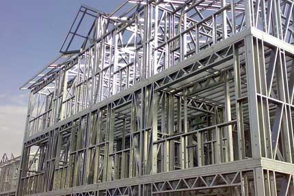 L&H Contractors metal framing crew on site